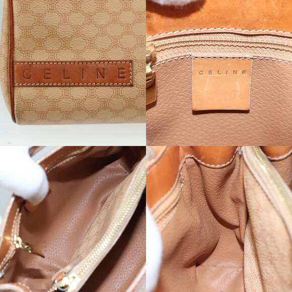 CELINE Macadam Canvas Hand Bag Pvc Leather Beige Brown Gold - Picture 11 of 13
